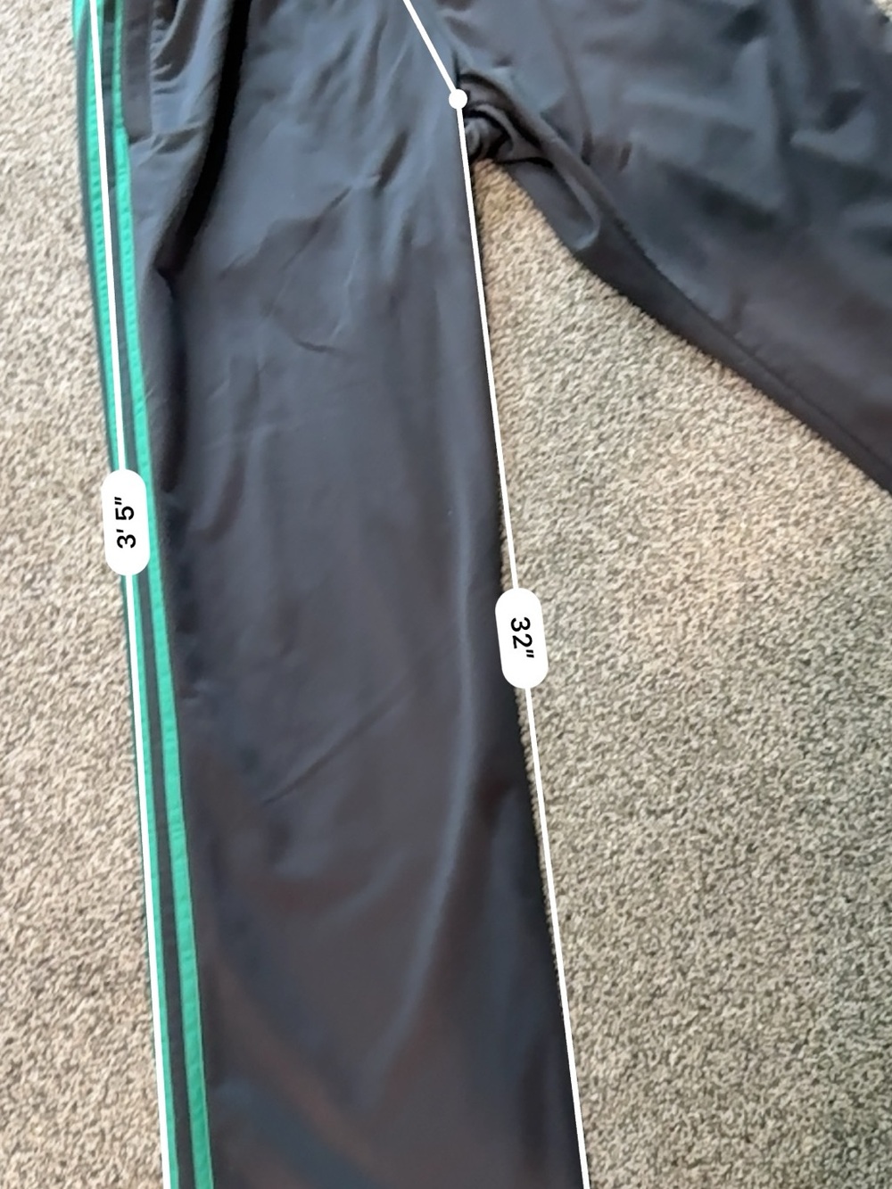 adidas Black Green 3-Stripe Track Pants Men’s Large - Picture 4 of 7